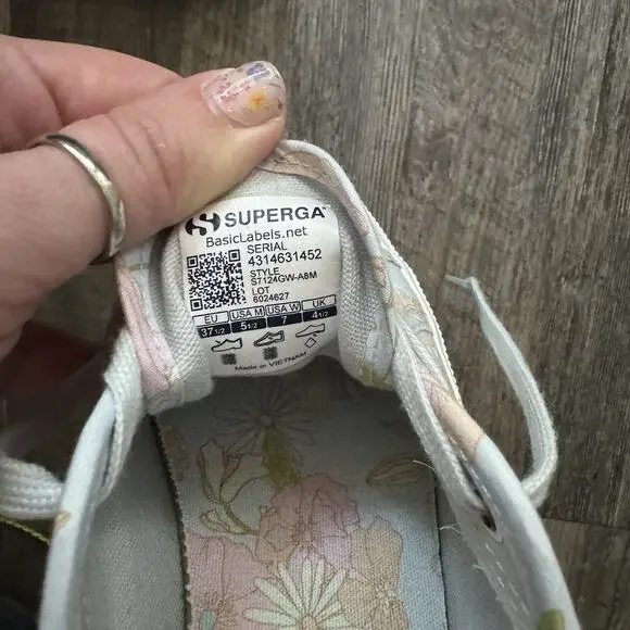 Superga Blue Floral Sneakers Size 5.5 - Picture 8 of 8